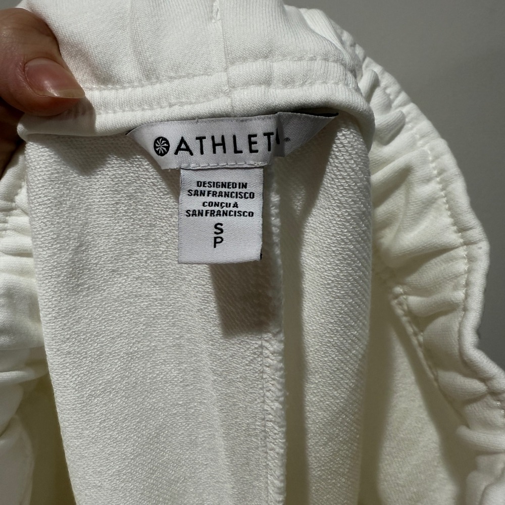 NWT Athleta Heavyweight Terry Cargo‎ Jogger Pants S Petite Ivory Off-white Cargo - Picture 2 of 11